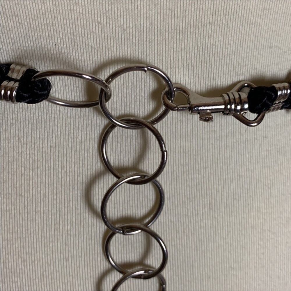 Metal belt with black braid and hook and chain closure - Picture 9 of 11